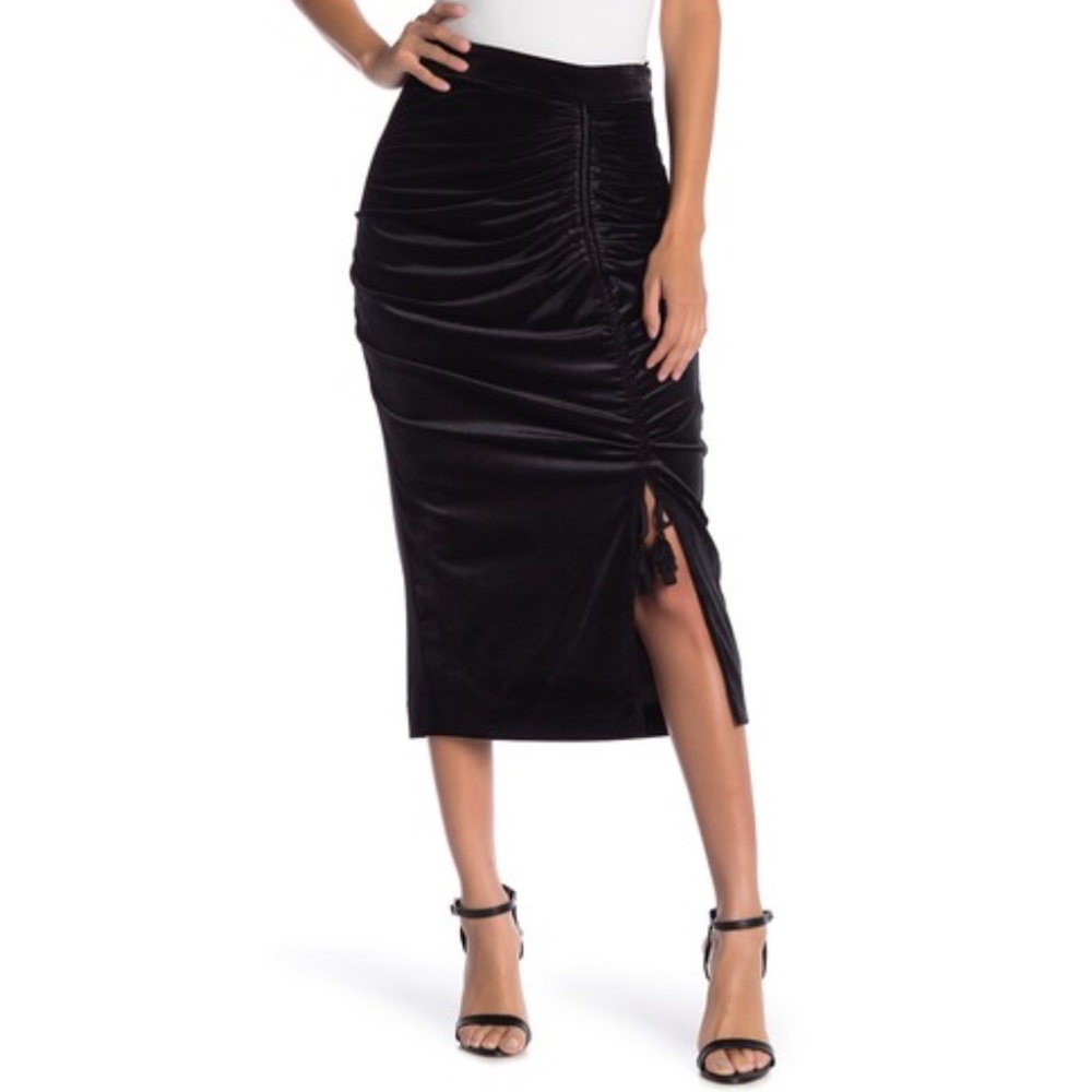 New REBECCA MINKOFF Romy Velvet Drawstring Skirt